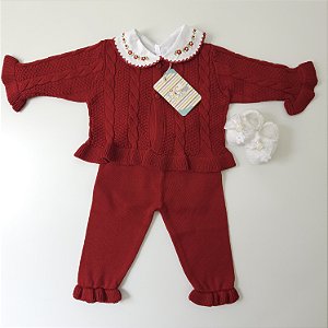 Conjunto Maitê Babados - Vermelho Bordô
