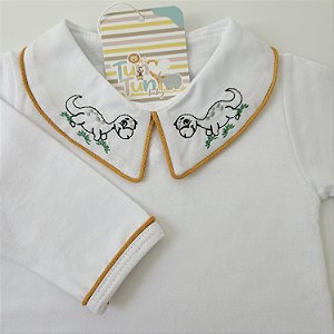 Body Bordado Dino - Mostarda