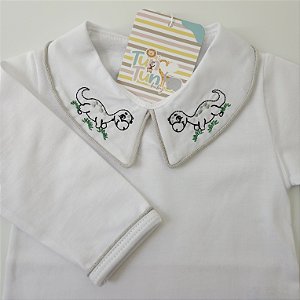 Body Bordado Dino - Cinza