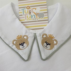 Body Bordado Ursinho - Verde Maré