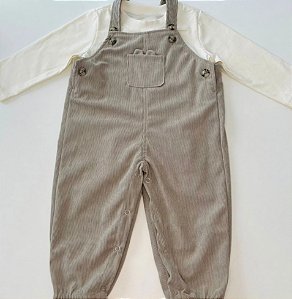 Conjunto Jardineira Cotelê - Cinza