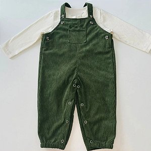 Conjunto Jardineira Cotelê - Verde