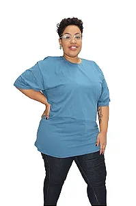Camiseta Plus Size Azul Petróleo