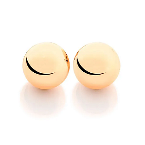 Brincos Rommanel Formado Por Bola Lisa Fol Ouro 18k 520470 Cor Dourado