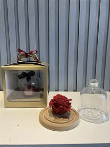 Rosa preservada sem caule dura de 2 a 8 anos