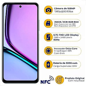 Smartphone Realme C67 RMX3890 256GB 8GB RAM Dual SIM Tela 6.72" - Preto (Anatel)