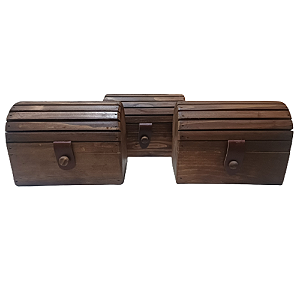 3 minis baús artesanais madeira pinus FMS Madeirartt