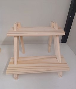 Expositor desmontável madeira pinus duas prateleiras FMS MadeirArtt