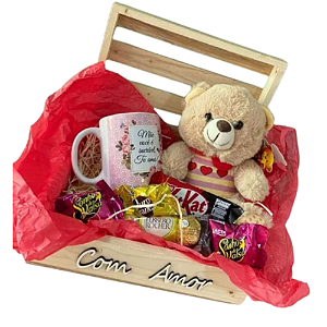 Caixa de madeira pinus para cesta de café da manhã