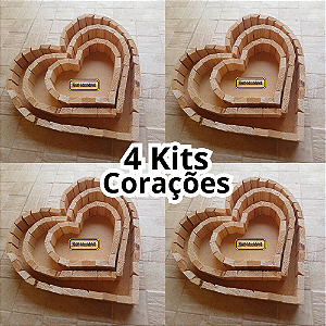 4 Trios de bandejas em formato de coração para o dia das mães, mulheres, namorados, pais e outras datas