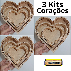 3 Trios de bandejas em formato de coração para o dia das mães, mulheres, namorados, pais e outras datas