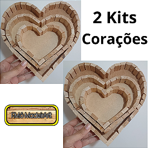 2 Trios de bandejas em formato de coração para o dia das mães, mulheres, namorados, pais e outras datas