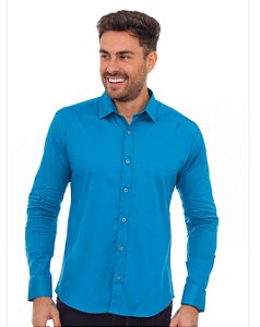 Camisa social M/L Fit [Azul esmeralda]