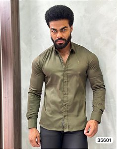 Camisa Acetinada Verde Militar