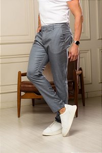 calça alfaiataria cinza  xadrez