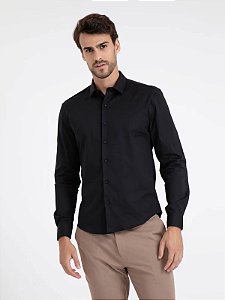 Camisa social tecnologica knit flex preta