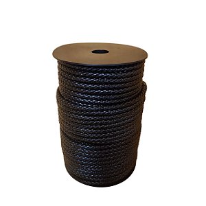 Fio de Couro Trançado - preto - Sintético 5mm - Rolo C 50 Metros