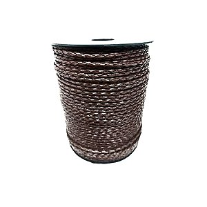 Fio de Couro Trançado - marrom café - Sintético  3mm - Rolo C 50 Metros