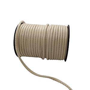 Fio de Couro Liso - Marfim - Sintético 4mm - Rolo C 50 Metros