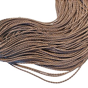 Fio de Couro Trançado Sintético - Marrom 3mm - Rolo com 100mts