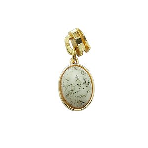 Cursor de Zíper Com Pingente - Pedra Branca