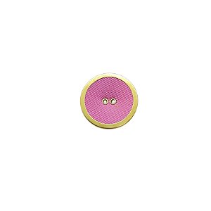 Botão de Metal Forrado com Borda Dourada - 2,5cm - Cor Rosa