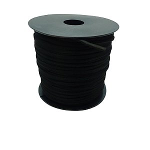 Fio De Camurça 3mm - Preto - Rolo Com 100 Metros