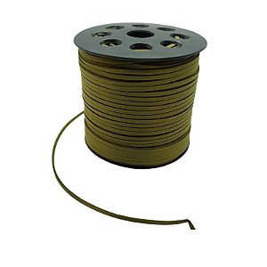 Fio De Camurça 3mm - Verde Militar - Rolo Com 100 Metros