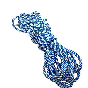 Corda Náutica Listrada Branca e Azul - 8mm