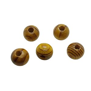 Bola de Madeira Listrada - 16mm - Pacote 50g