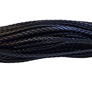 Couro Chato Trançado - Preto - 5mm - Com 100 Metros