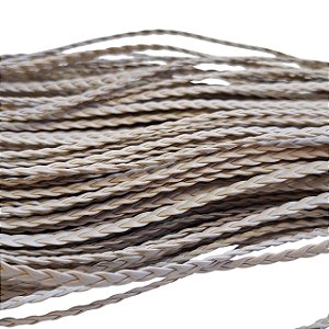 Couro Chato Trançado - Bege - 5mm - Com 100 Metros