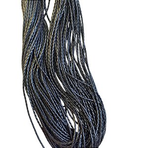 Fio De Couro Trançado - Preto - Sintético 5mm - Rolo C 50 Metros