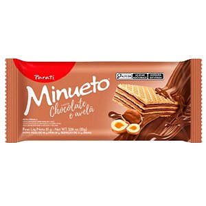 Biscoito Wafer Recheado Parati Minueto Chocolate e Avelã 81g - Kit com 10x81g