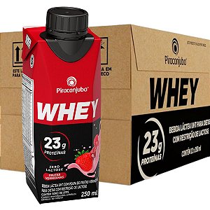 Piracanjuba Whey 23g Zero Lactose Sabor Frutas Vermelhas 250ml - Caixa 12x250ml
