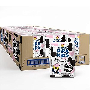 Pirakids Milky Moo Chicletin Piracanjuba Sabor Groselha 200ml - Caixa 27x200ml