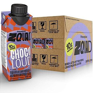 Piracanjuba Whey 10g Zquad Choco Loud Zero Lactose Chocolate com Avelã 250ml - Caixa 12x250ml