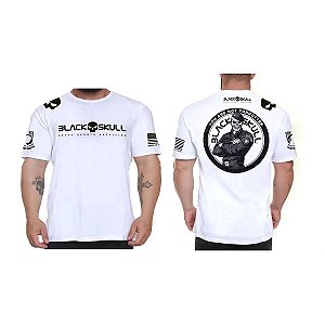Camiseta Dry Fit Black Skull - Modelo Soldado Bope Branca