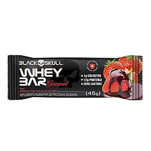 Whey Bar Goumert Barrinha de Proteína Sabor Morango c/ Chocolate 45 gr Black Skull