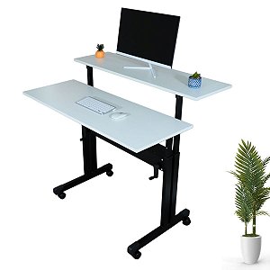 Mesa Dupla Com Regulagem De Altura Branco - Wp Connect