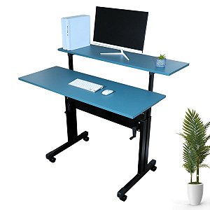Mesa Dupla Com Regulagem De Altura Azul Secreto - Wp Connect