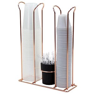 Porta Copos Descartáveis 200ml e 50/80ml Porta Mexedores Rosé Gold Wp Connect