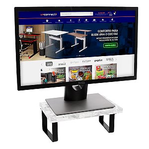Suporte Para Monitor Em Aço Carbono Preto Tampo 20x30 Mármores - Wp Connect