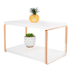 Prateleira Dupla Em Aço Piatina Rosé Gold Tampo 20x40 Cores Lisas - Wp Connect