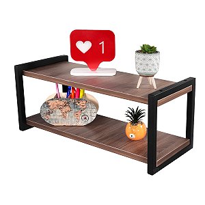 Prateleira Dupla Nicho Em Aço Carbono Preto Tampo 20x60 - Wp Connect
