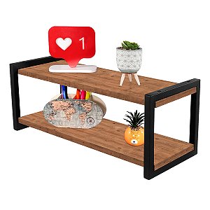 Prateleira Dupla Nicho Em Aço Carbono Preto Tampo 20x60 Decorativos - Wp Connect