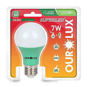 LAMPADA LED BULBO 7W BIVOLT VERDE OUROLUX