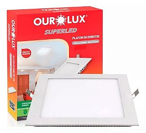 PLAFON LED EMBUTIR 18W BIV 2700K QUADRADO OUROLUX
