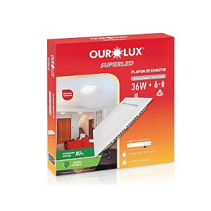 PLAFON LED EMBUTIR 36W 6400K BIVOLT QUADRADO OUROLUX