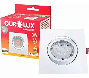 SPOT LED QUADRADO 3W 3000K BRANCO OUROLUX